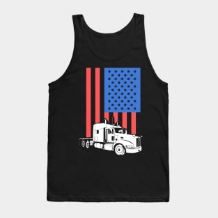 Truck Driver American Flag Shirt gift Tank Top